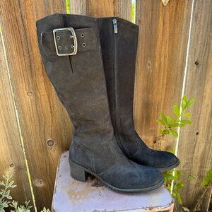 Paul Green Black Suede Leather Tall Riding Boots 6.5